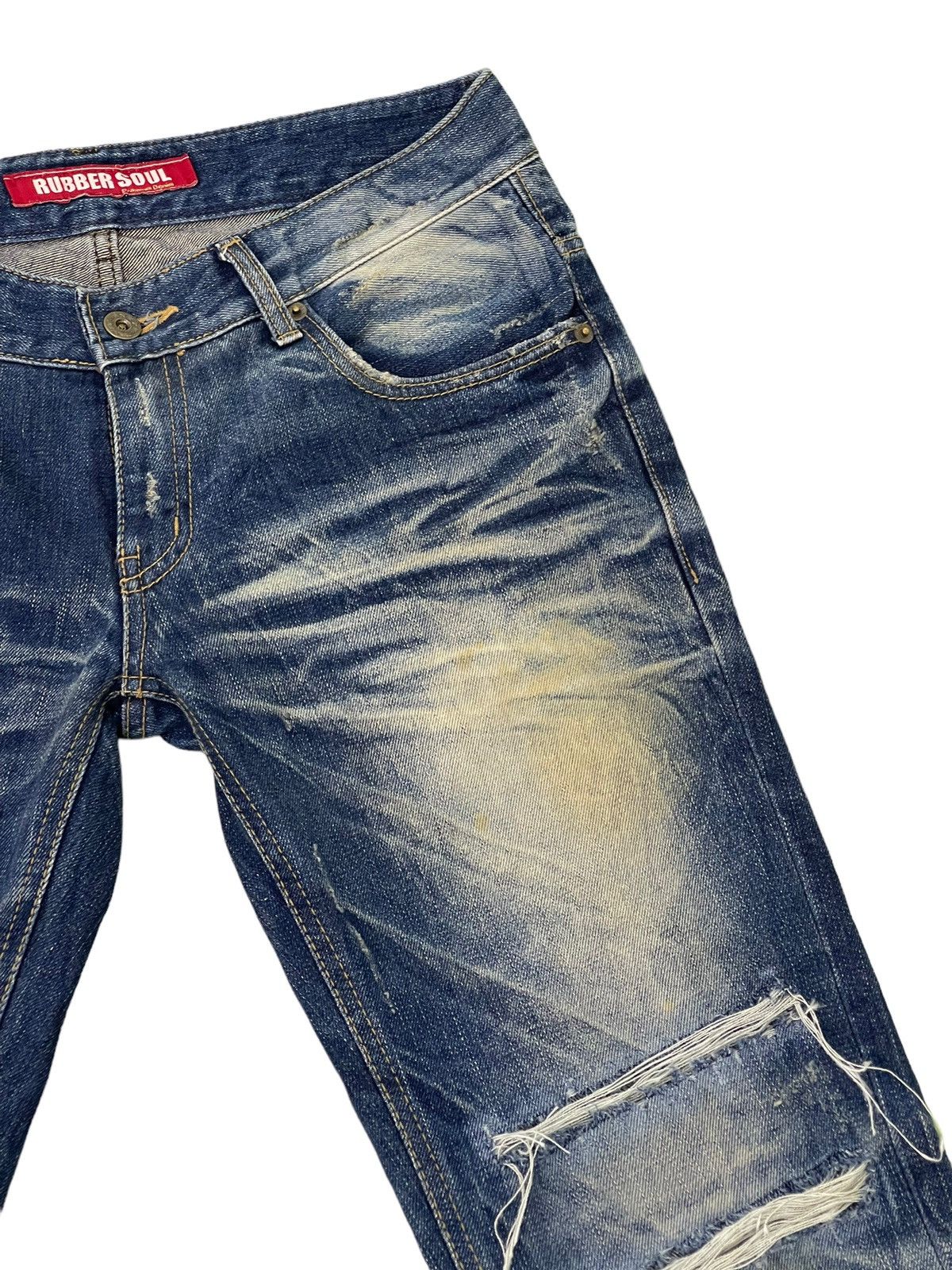Japanese Brand Slight Flare Jeans Rubber Soul Faded Distress Boot Cut 7🟦7 Size US 30 / EU 46 - 9 Thumbnail