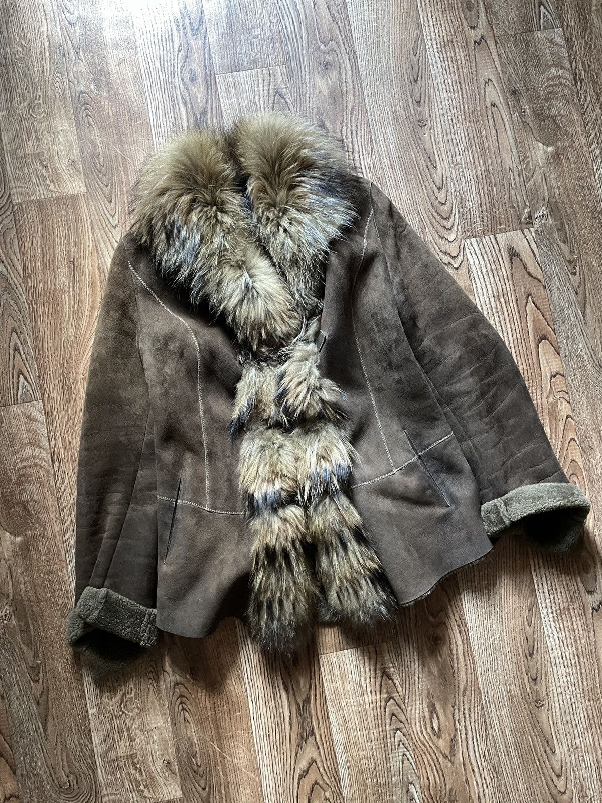 The Unbranded Brand Vintage Lamb Shearling Echtes Brown Long Overcoat y2k 90s Size XL / US 12-14 / IT 48-50 - 2 Thumbnail