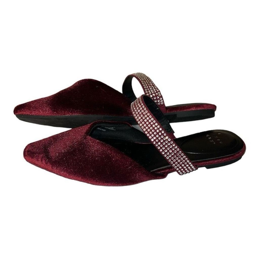 Other A New Day Burgundy Maxine Velvet Memory Foam Flat Mules Size US 6 / IT 36 - 4 Thumbnail