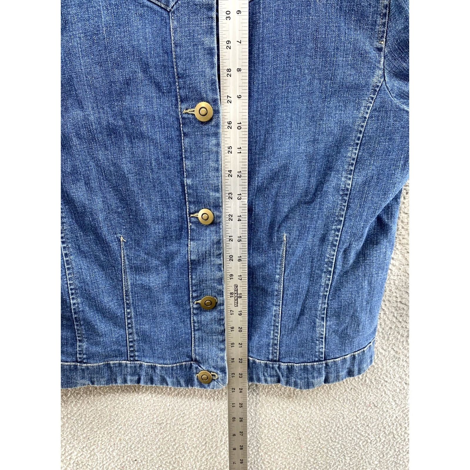 JM Collection JM Collection Denim Jacket Button Up Women’s Size 12 Blue Cotton Blend Casual Womens Jacket Denim Shirt Style Pockets Vintage No Size 34" / US 12 / IT 48 - 3 Thumbnail