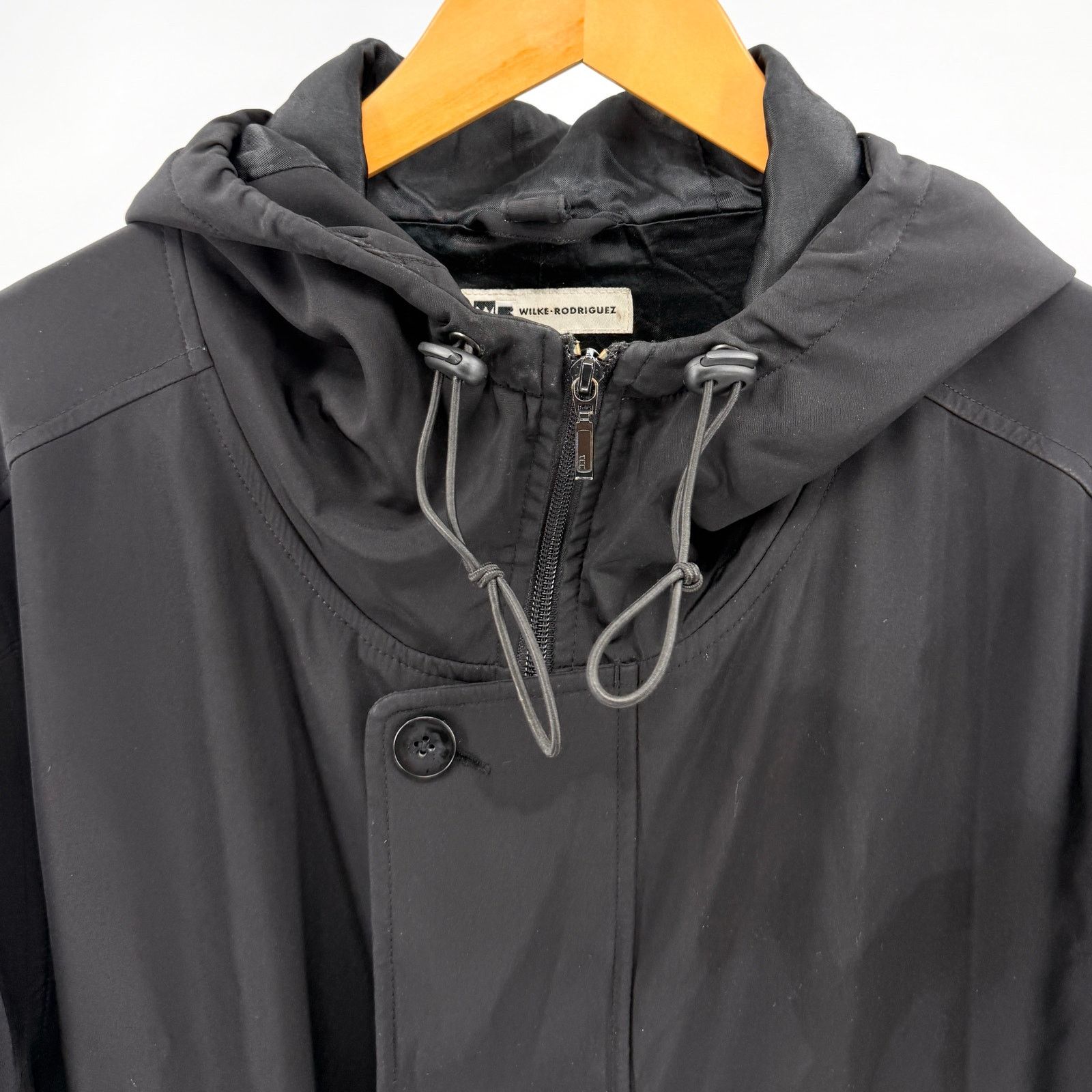 Wilke-Rodriguez Wilke Rodriguez Black Hooded Satin Lined Raincoat Size US L / EU 52-54 / 3 - 2 Thumbnail