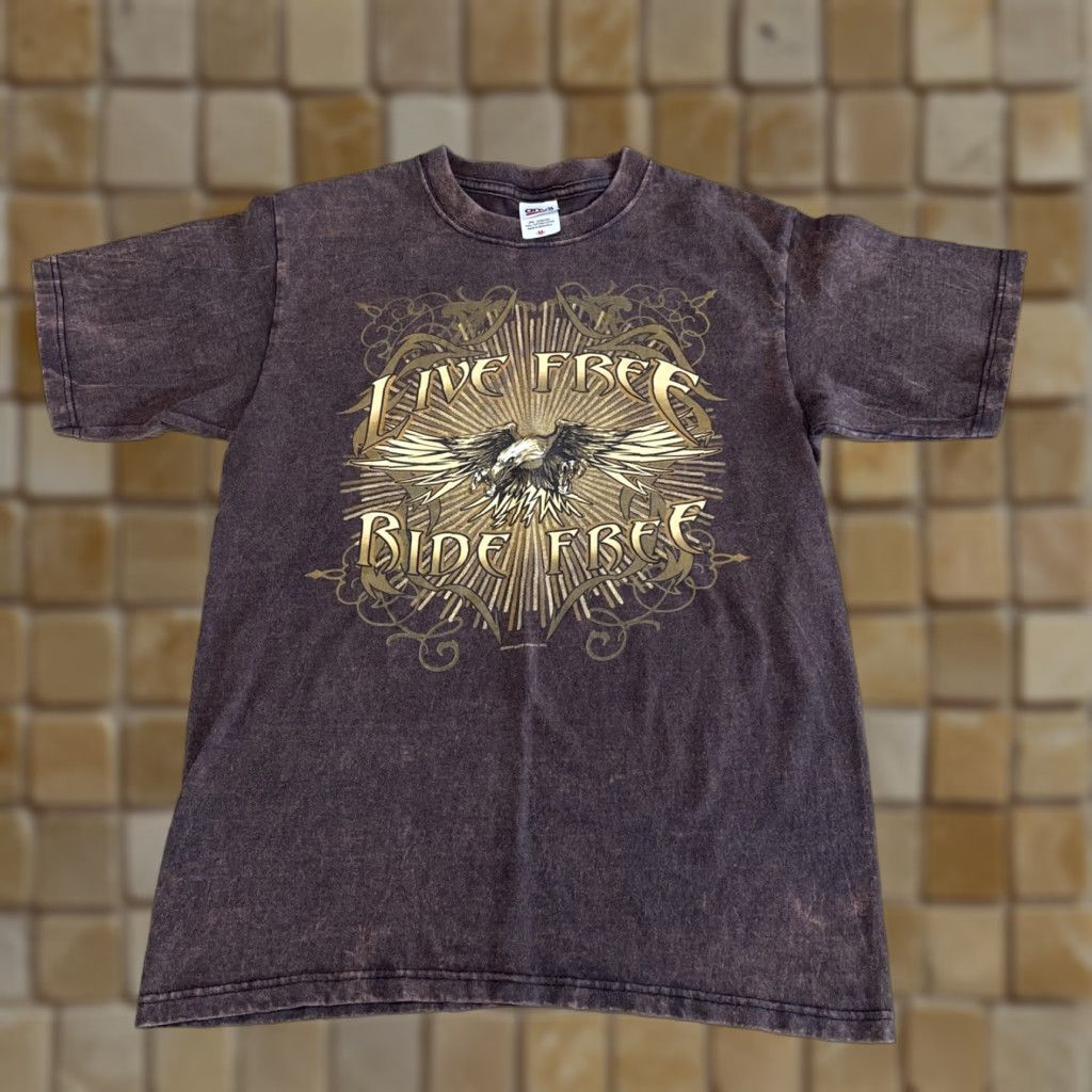 Anvil VINTAGE Anvil Men's T-Shirt Size Medium Brown "Live Free Ride Free" 2007 Sports Good Size US M / EU 48-50 / 2 - 1 Thumbnail