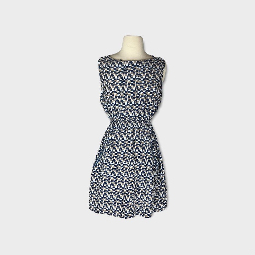 Feathers Feathers | Geometric Navy Blue Print Sleeveless Dress Size M / US 6-8 / IT 42-44 - 1 Thumbnail