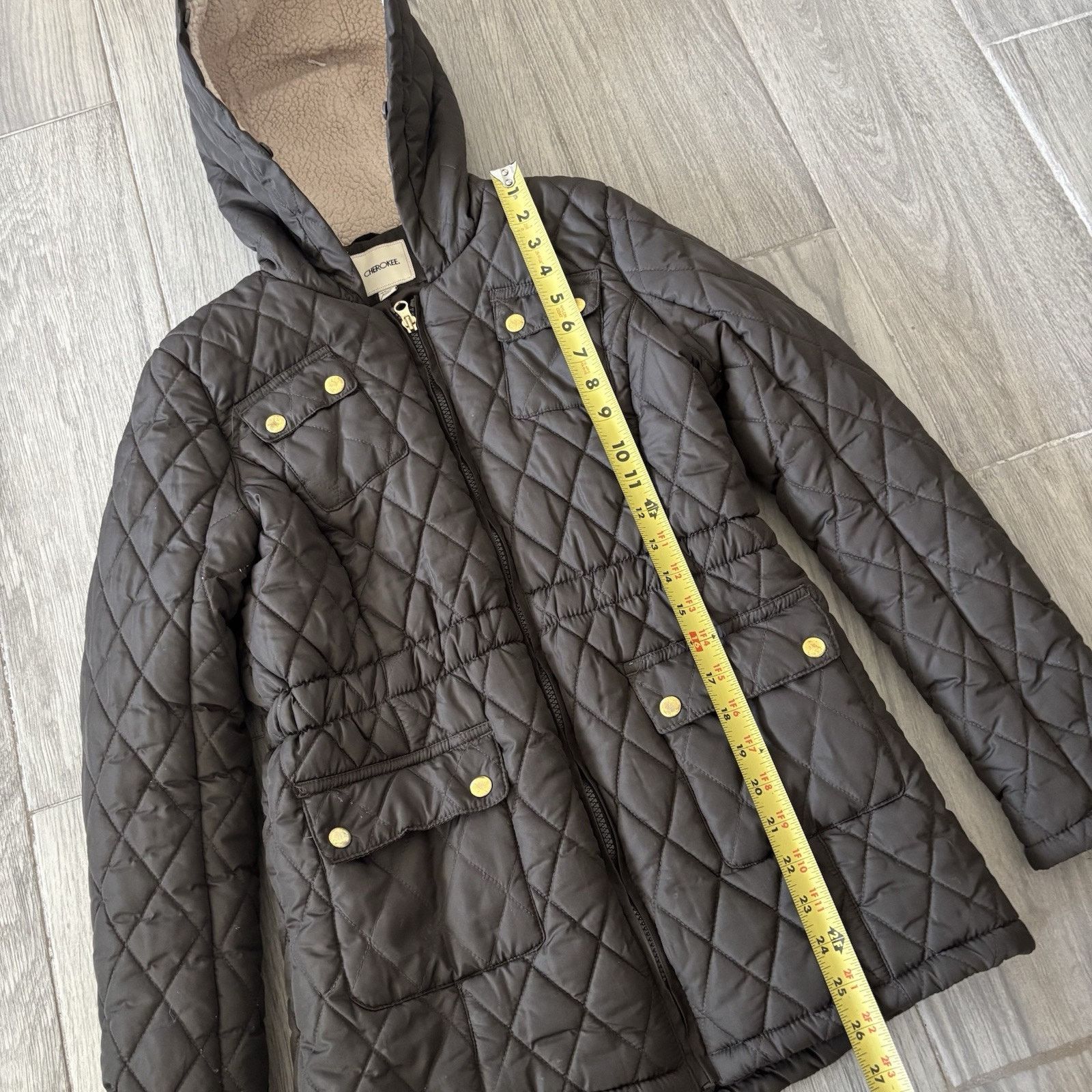Cherokee Cherokee Quilted Hooded Jacket Full Zip Brown Women’s XL Size XL / US 12-14 / IT 48-50 - 8 Thumbnail
