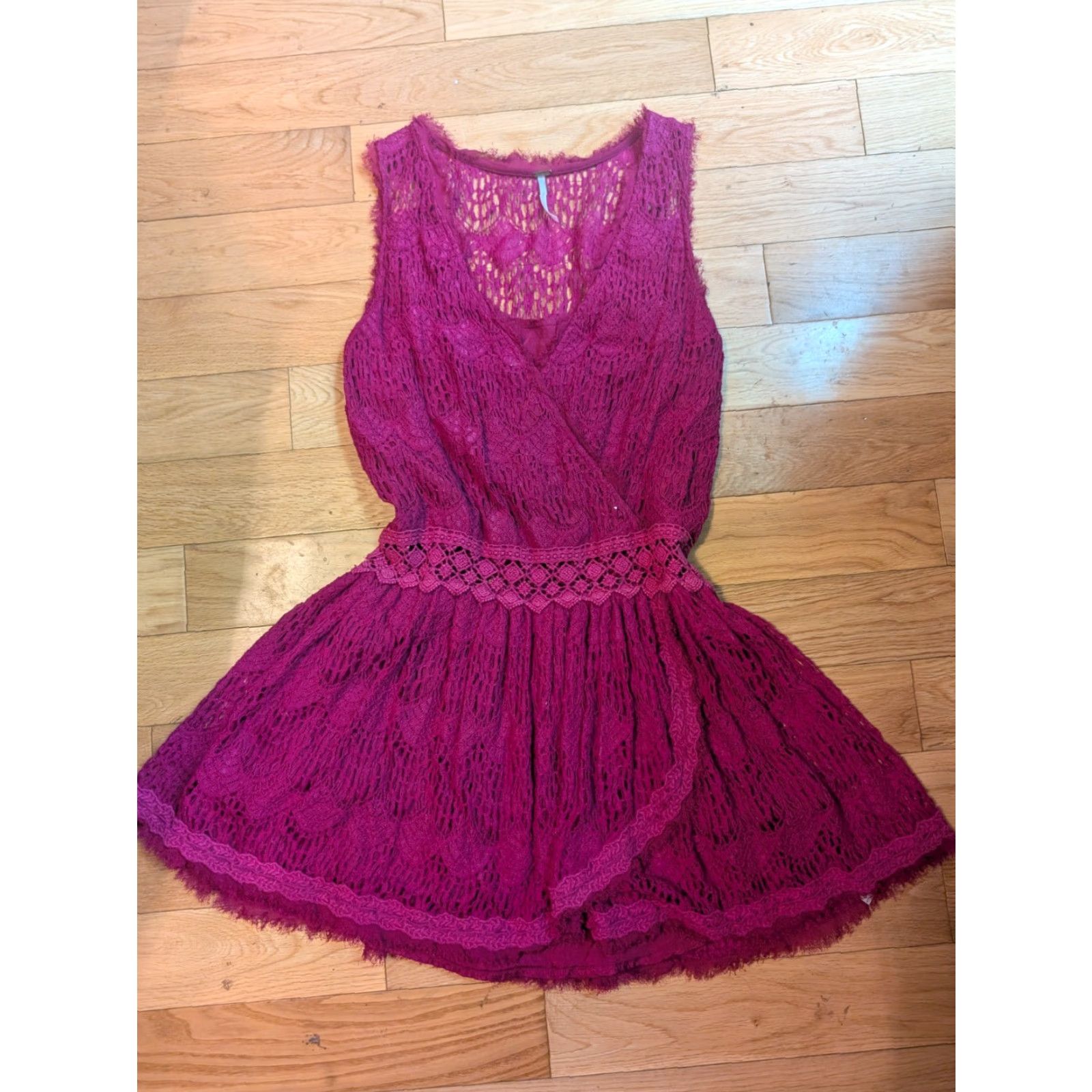 Free People Free People So Sweetly Bloom Mini Dress Crochet Cotton Lace Fuschia XS Vest? Size XS / US 0-2 / IT 36-38 - 3 Thumbnail