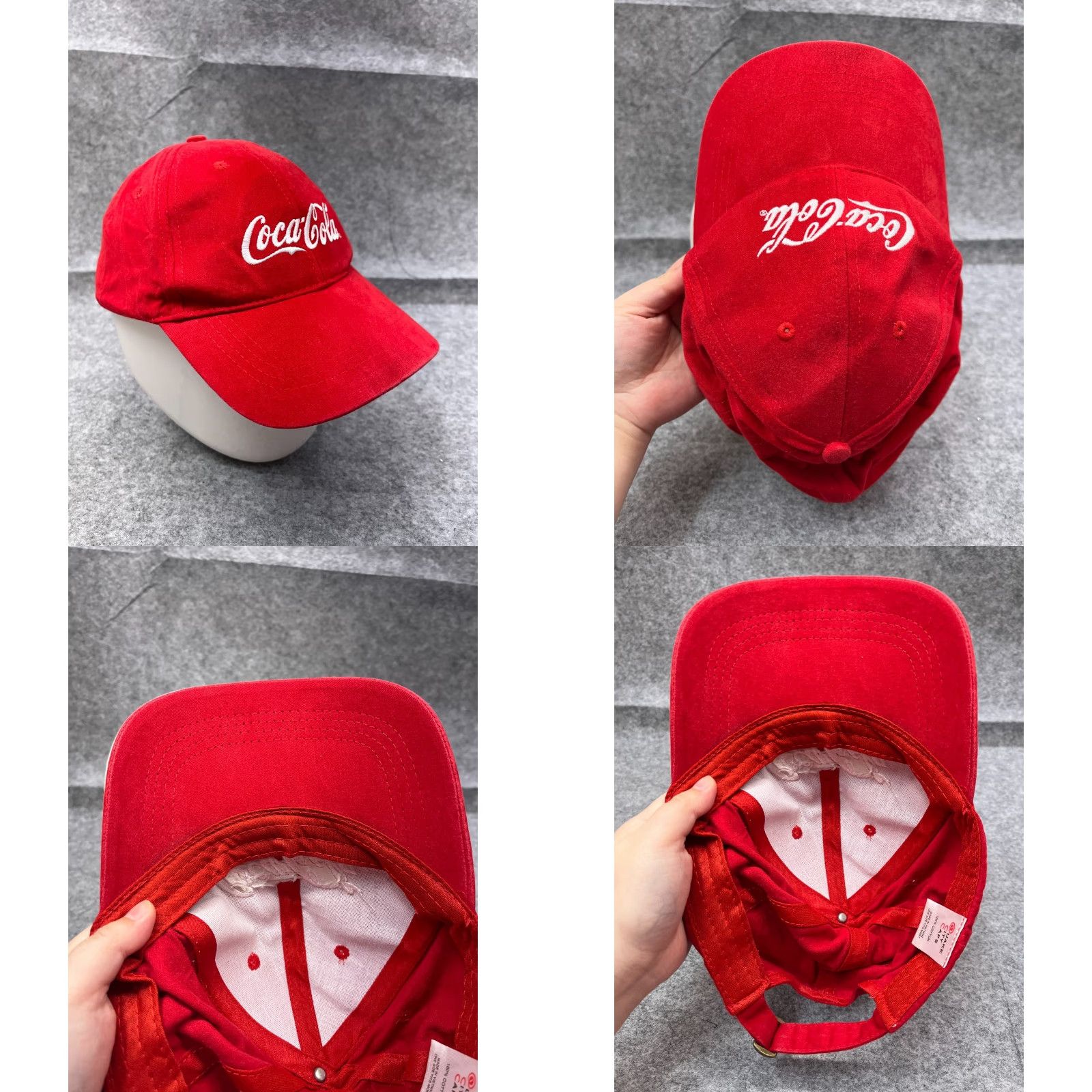 Vintage Coca Cola Quake City Caps Hat Strap Back Adult One Size Red 100% Cotton Size ONE SIZE - 8 Thumbnail