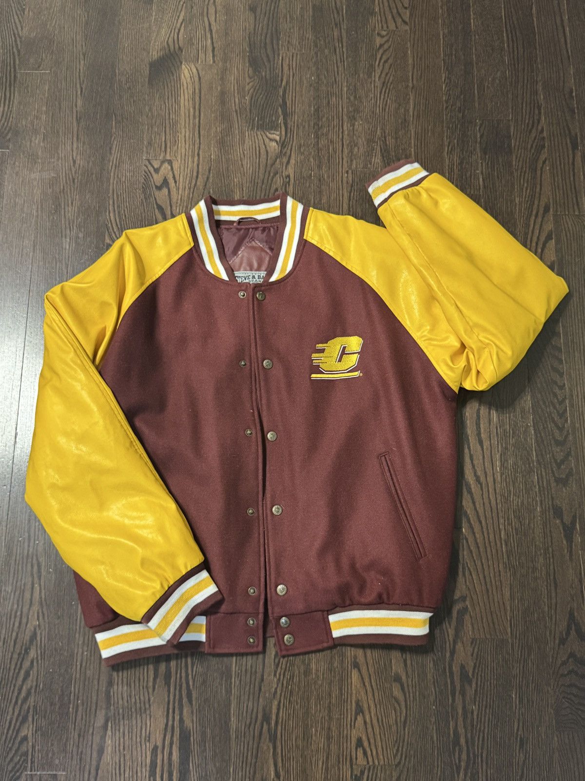 Steve And Barrys Steve & Barry's (CMU) Maroon & Yellow Varsity Jacket Size US M / EU 48-50 / 2 - 1 Thumbnail