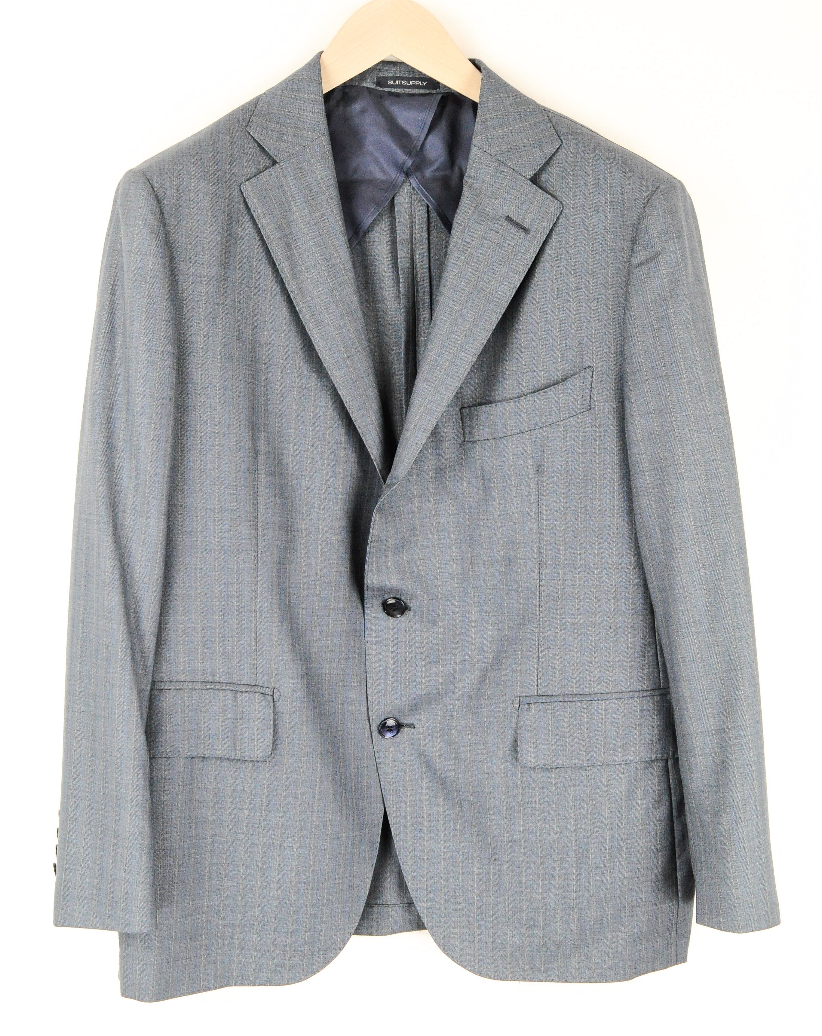 Suitsupply LA SPALLA UK46S Grey Blue Striped Wool Blazer 54604 Size 46S - 1 Thumbnail