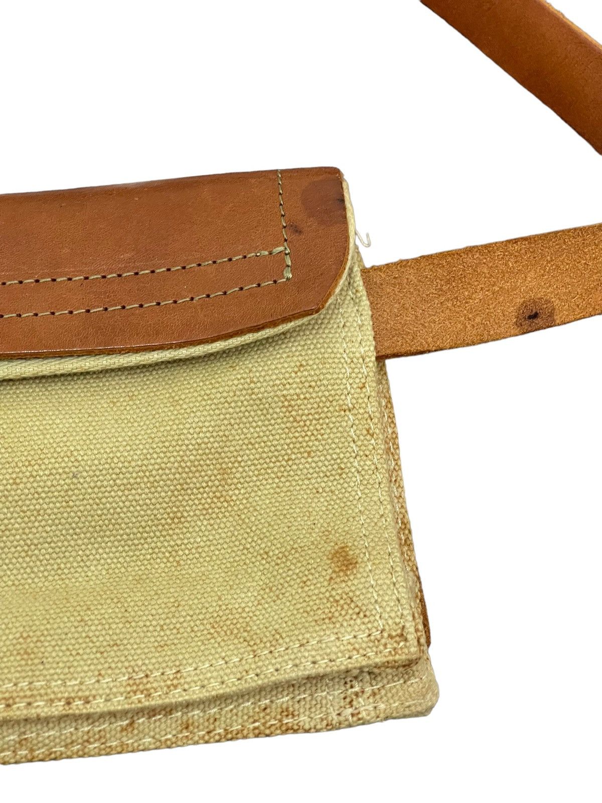 Japanese Brand Waist Bag Paquet Leather Cotton Canvas 3🟩 Size ONE SIZE - 13 Thumbnail