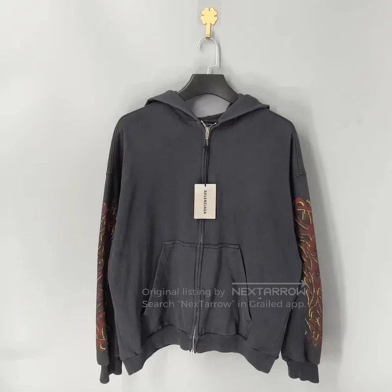 Balenciaga Balenciaga Black Flame Print Hoodie. Size US S / EU 44-46 / 1 - 2 Thumbnail