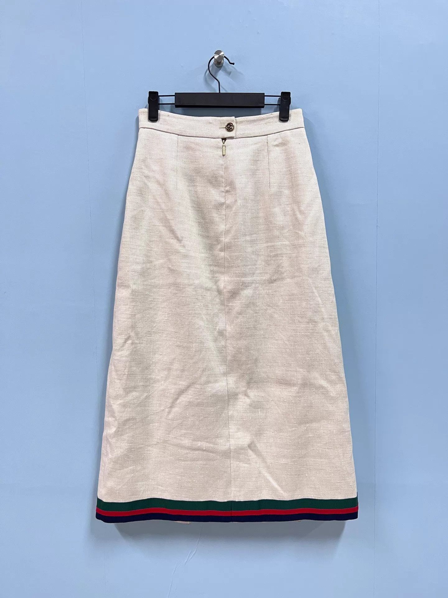 Gucci Gucci White GG Logo Linen Pleated Skirt 38 Size 26" / US 2 / IT 38 - 2 Thumbnail