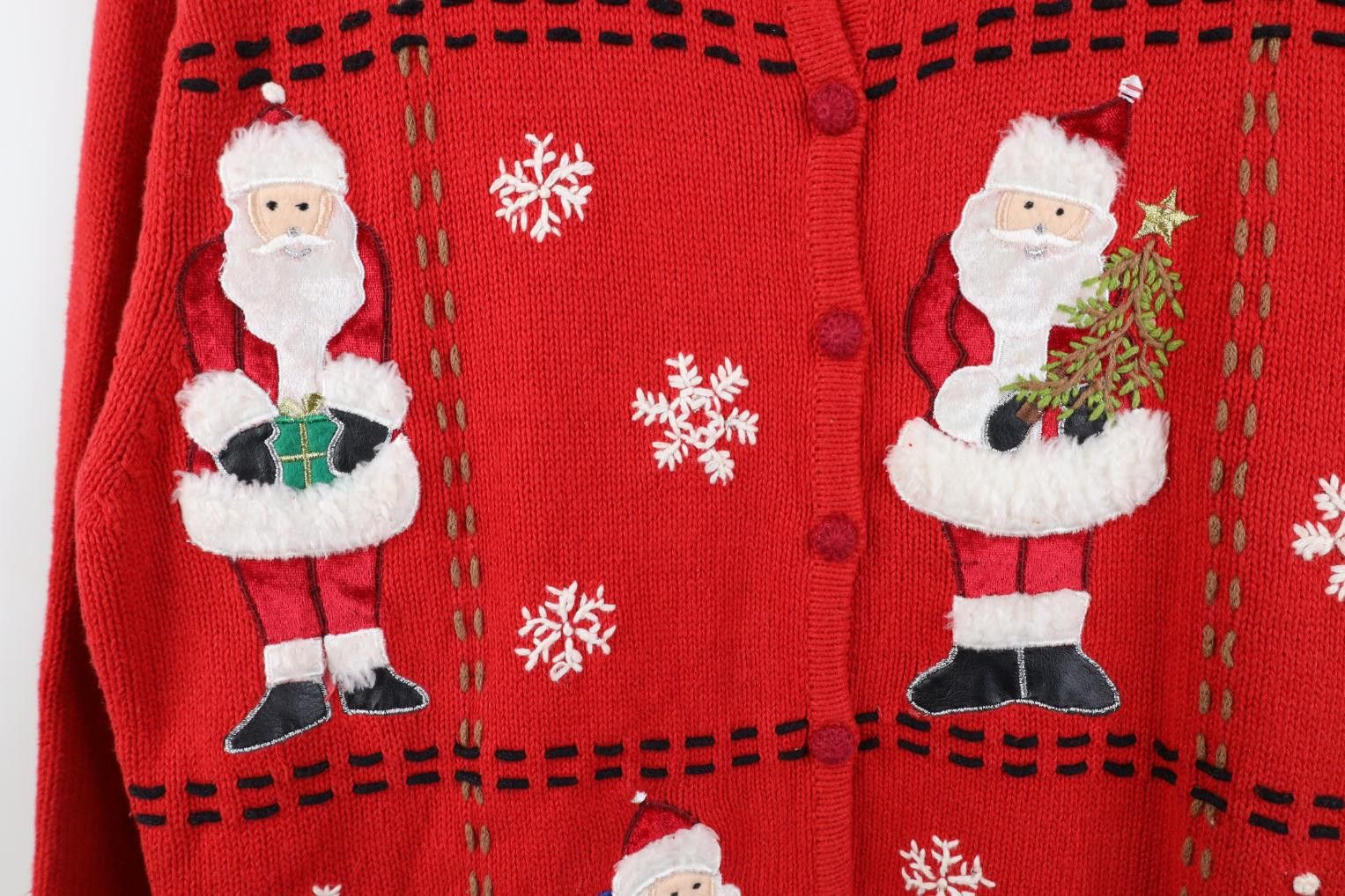Vintage Vintage 90s Christmas Santa Claus Snowflake Knit Sweater Size XL / US 12-14 / IT 48-50 - 4 Thumbnail