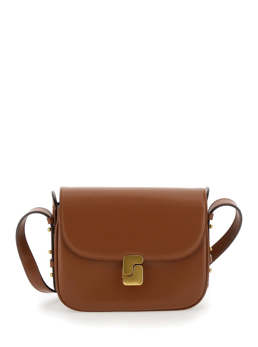 Soeur 'bellissima Mini' Brown Crossbody Bag With Logo Detail On The Front In Leather Woman, Women's
