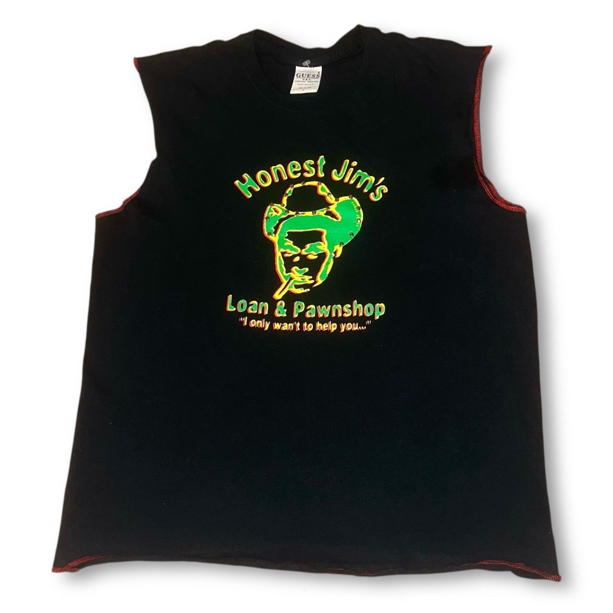 Guess VTG RARE 90s Guess Jeans Honest Joe’s Tank Top Studded Smoke Size US L / EU 52-54 / 3 - 1 Thumbnail