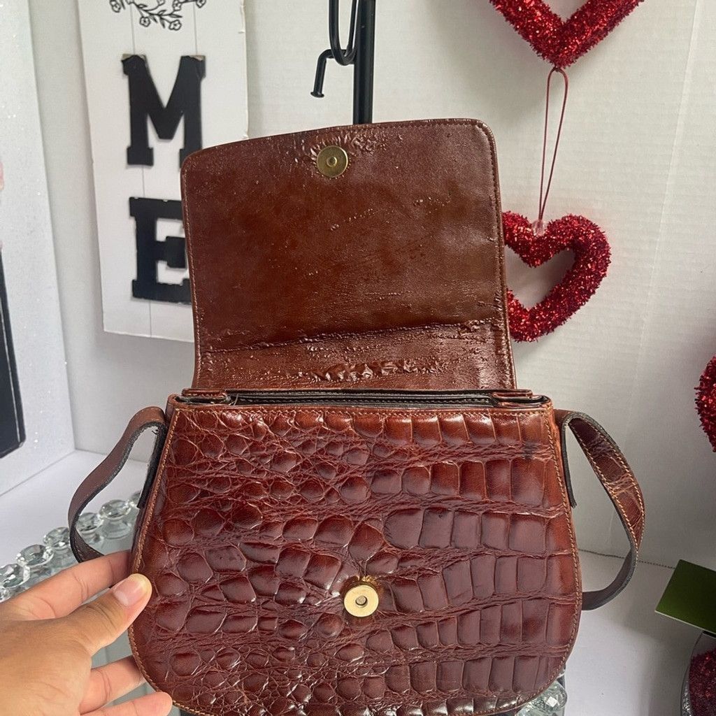 Other Vintage FrancescoBiasia CrocEmbossed Brown Leather Crossbody Size ONE SIZE - 3 Thumbnail