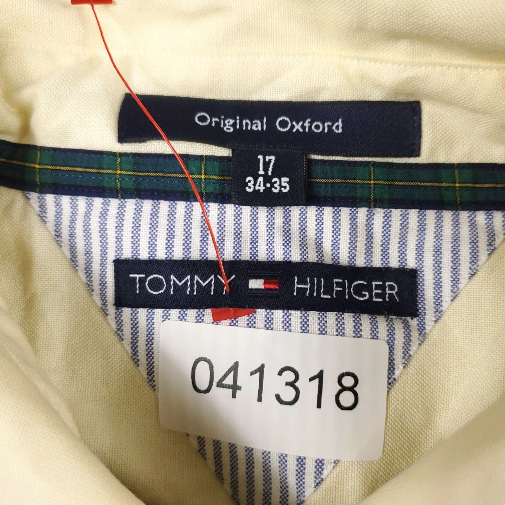 Tommy Hilfiger Tommy Hilfiger Dress Shirt Men's 17 Ivory Button-Up Long Sleeve Solid Classic Preppy Size 46R - 8 Thumbnail