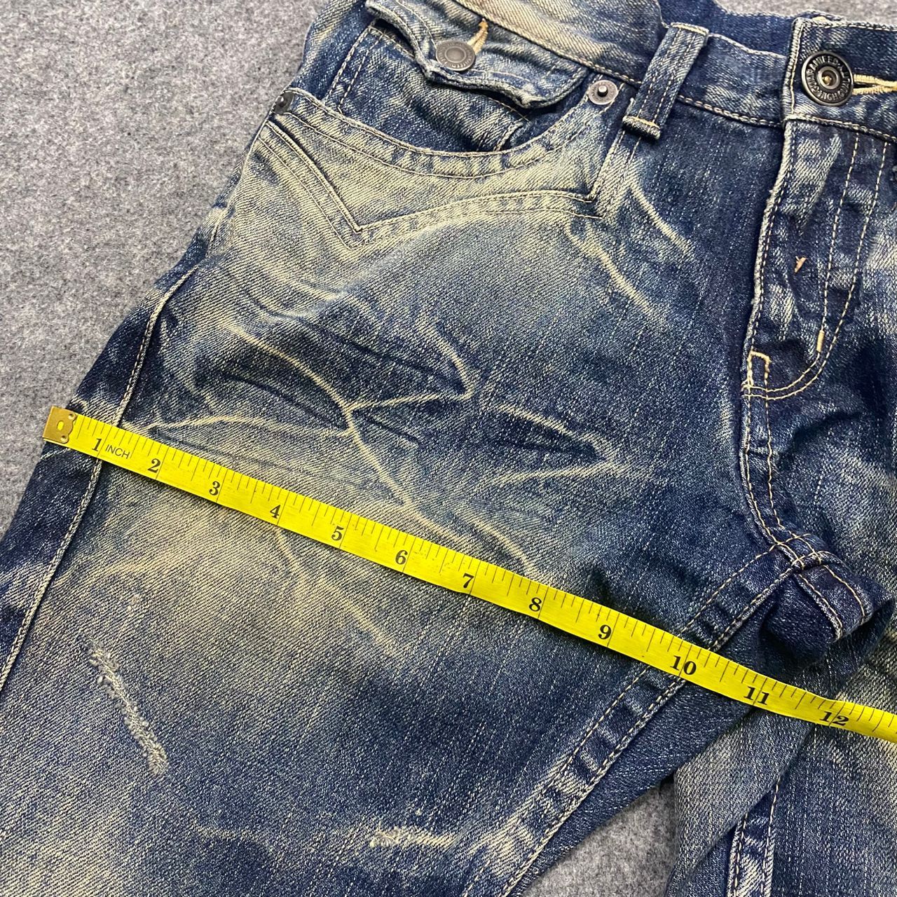 If Six Was Nine 💥Flare💥Vintage Rattle Trap Acid Wash Distressed Denim Size US 30 / EU 46 - 8 Thumbnail