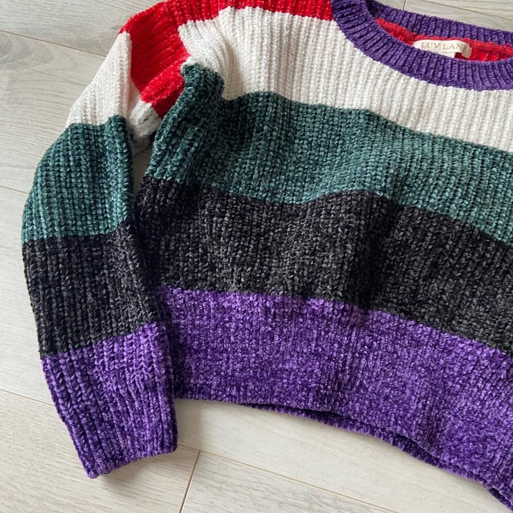 Designer Colorful Cropped Knit Sweater Size S / US 4 / IT 40 - 2 Thumbnail