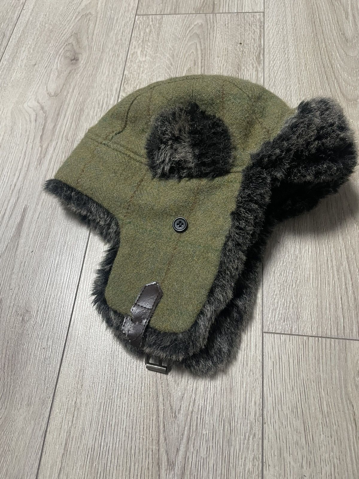 Japanese Brand Y2K Faux Fur Ushanka Tweed Vintage Fuzzy Warm Trapper Hat Size ONE SIZE - 3 Thumbnail