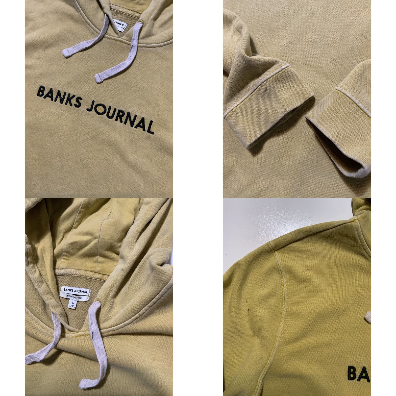 Banks Journal Banks Journal The Label Organic Cotton Terry Embroidered Pullover Hoodie M Mens Yellow Hoodie Size US M / EU 48-50 / 2 - 8 Thumbnail