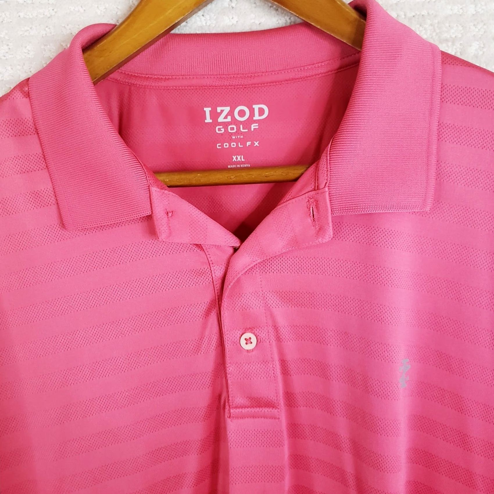 Izod IZOD Polo Shirt Mens 2XL Pink Short Sleeve Collared Geometric Embroidered Logo Classic Golf Pro Series Size US XXL / EU 58 / 5 - 3 Thumbnail
