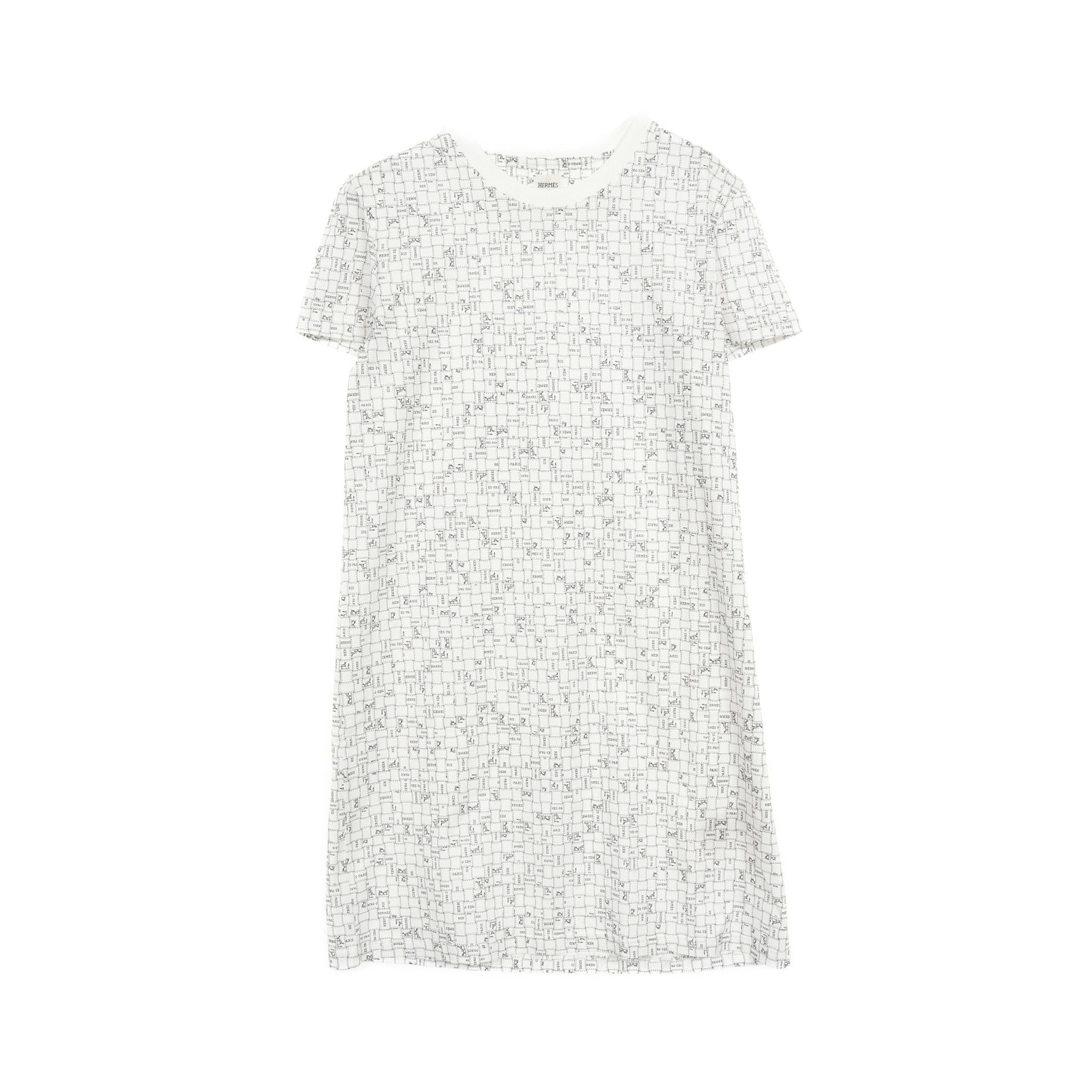 Hermes Bolduc Check T-Shirt One Piece Cotton White
