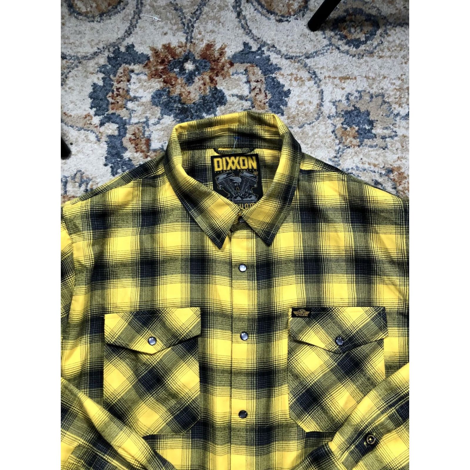 Vintage Dixxon Parham Panhead Shirt Mens XL Yellow Plaid Flannel Snap Front Motorcycle Size US L / EU 52-54 / 3 - 2 Thumbnail