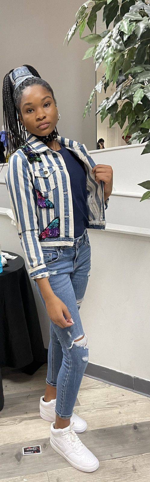Forever 21 Forever 21 Striped Denim Jacket Size S / US 4 / IT 40 - 4 Thumbnail