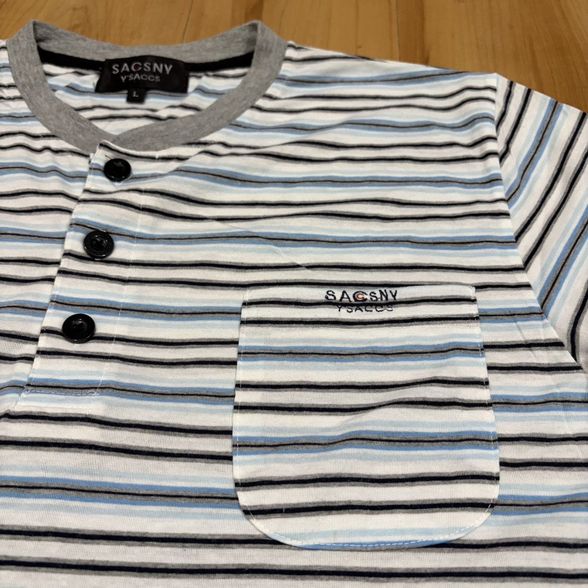 Yohji Yamamoto Sacsny y'saccs stripe pocket polo t-shirt Size US L / EU 52-54 / 3 - 2 Thumbnail