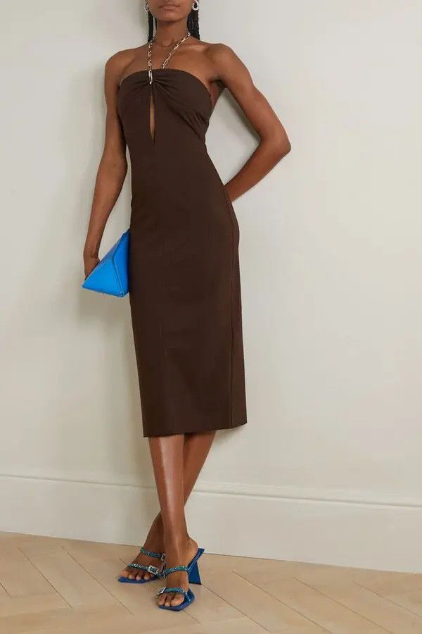 The Attico o1mle0526 Giona Dress in Dark Brown Size M / US 6-8 / IT 42-44 - 2 Thumbnail
