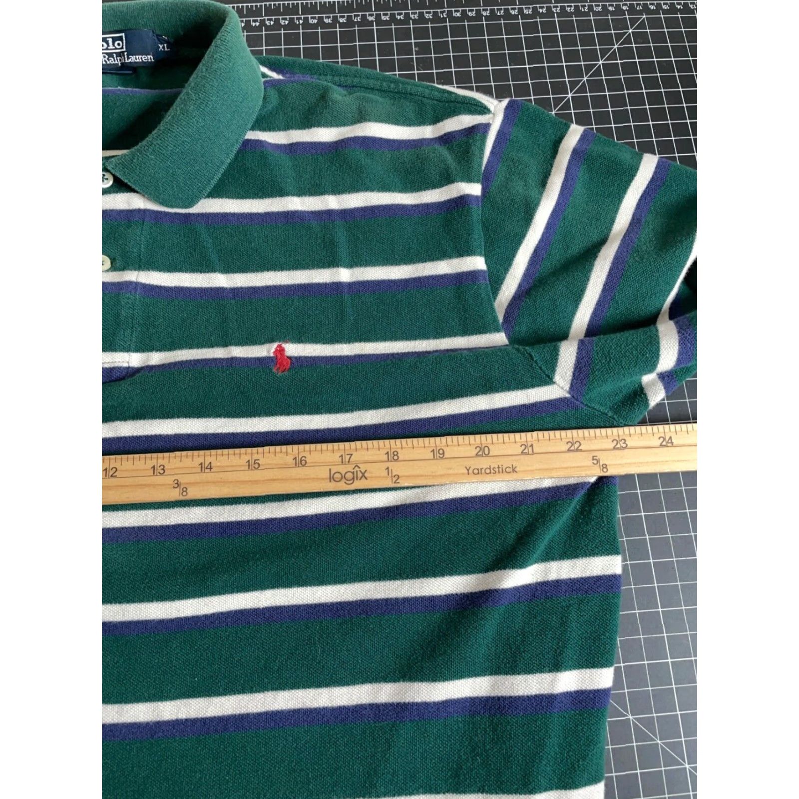 Polo Ralph Lauren VINTAGE Polo Ralph Lauren Striped 3/4 Sleeve Polo Shirt Adult XL Green Blue Cotton Casual 90s Mens Size US XL / EU 56 / 4 - 5 Thumbnail
