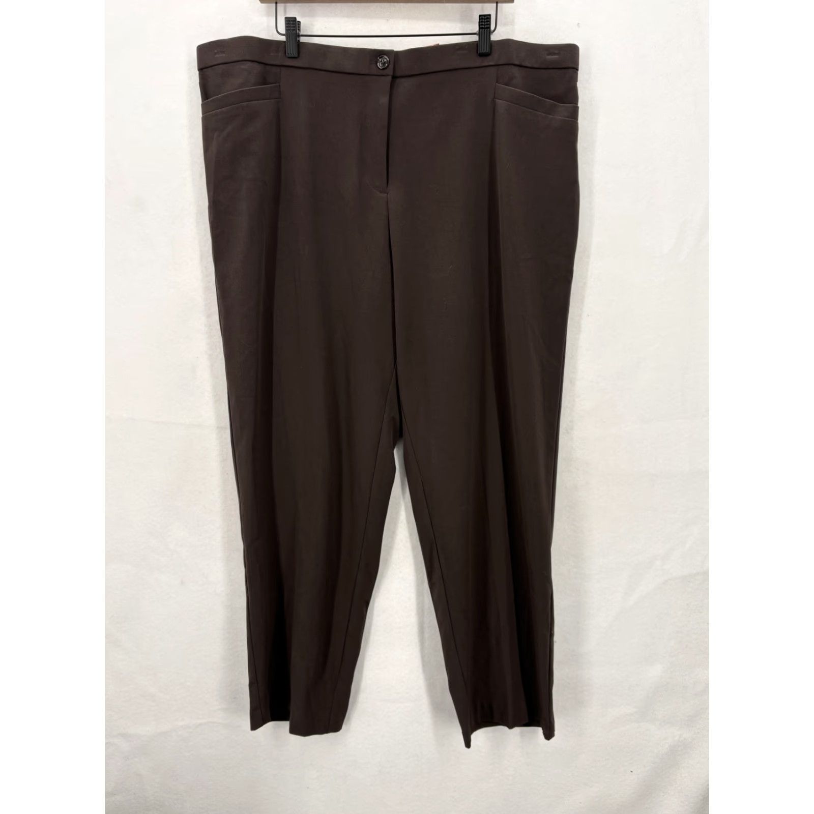 Vintage Roz & Ali Pants Womens 20 Brown Secret Agent Tummy Control Straight Leg Career Size 42" / US 20 - 2 Thumbnail