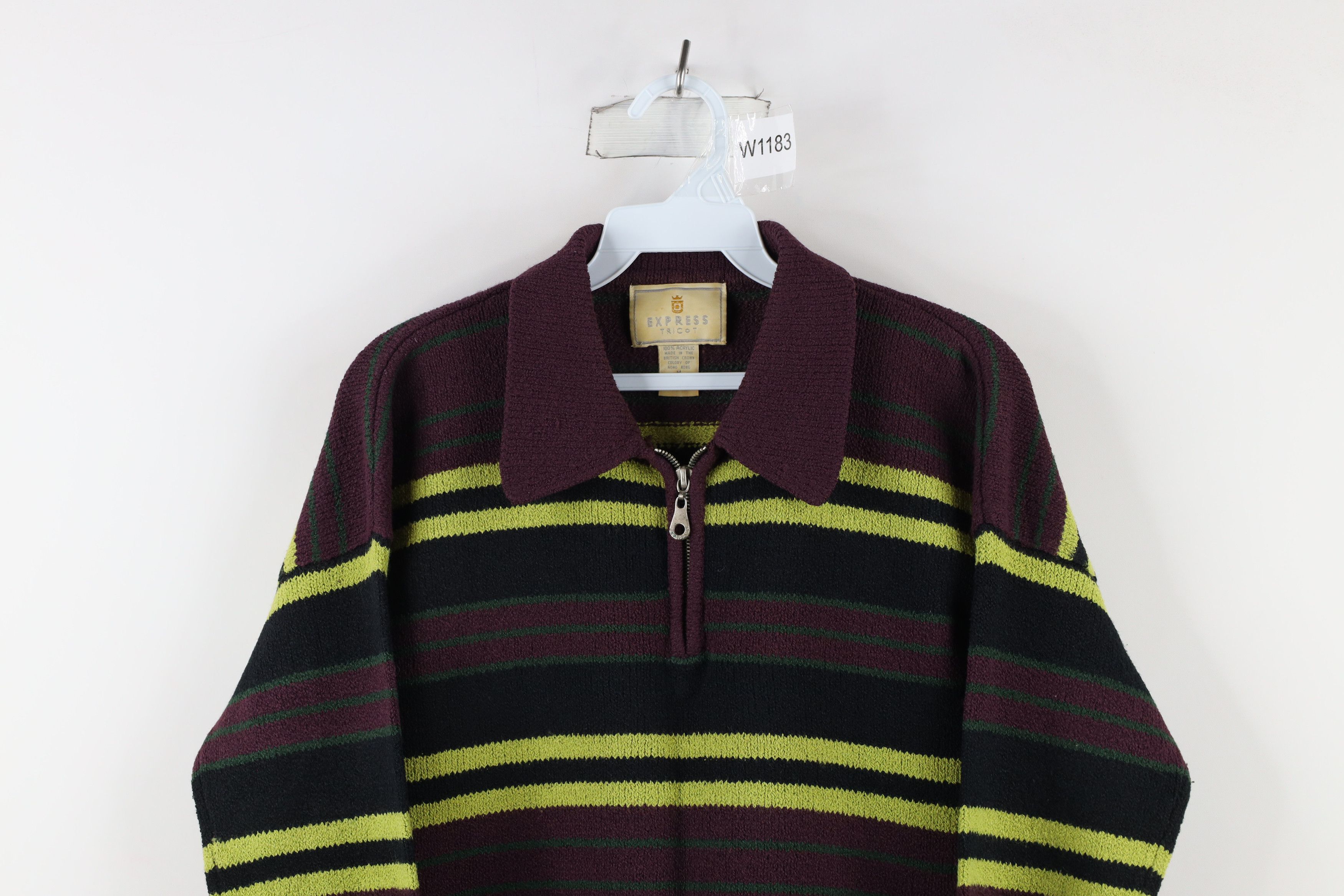 Vintage Vintage 90s Streetwear Block Knit Half Zip Collared Sweater Size M / US 6-8 / IT 42-44 - 2 Thumbnail