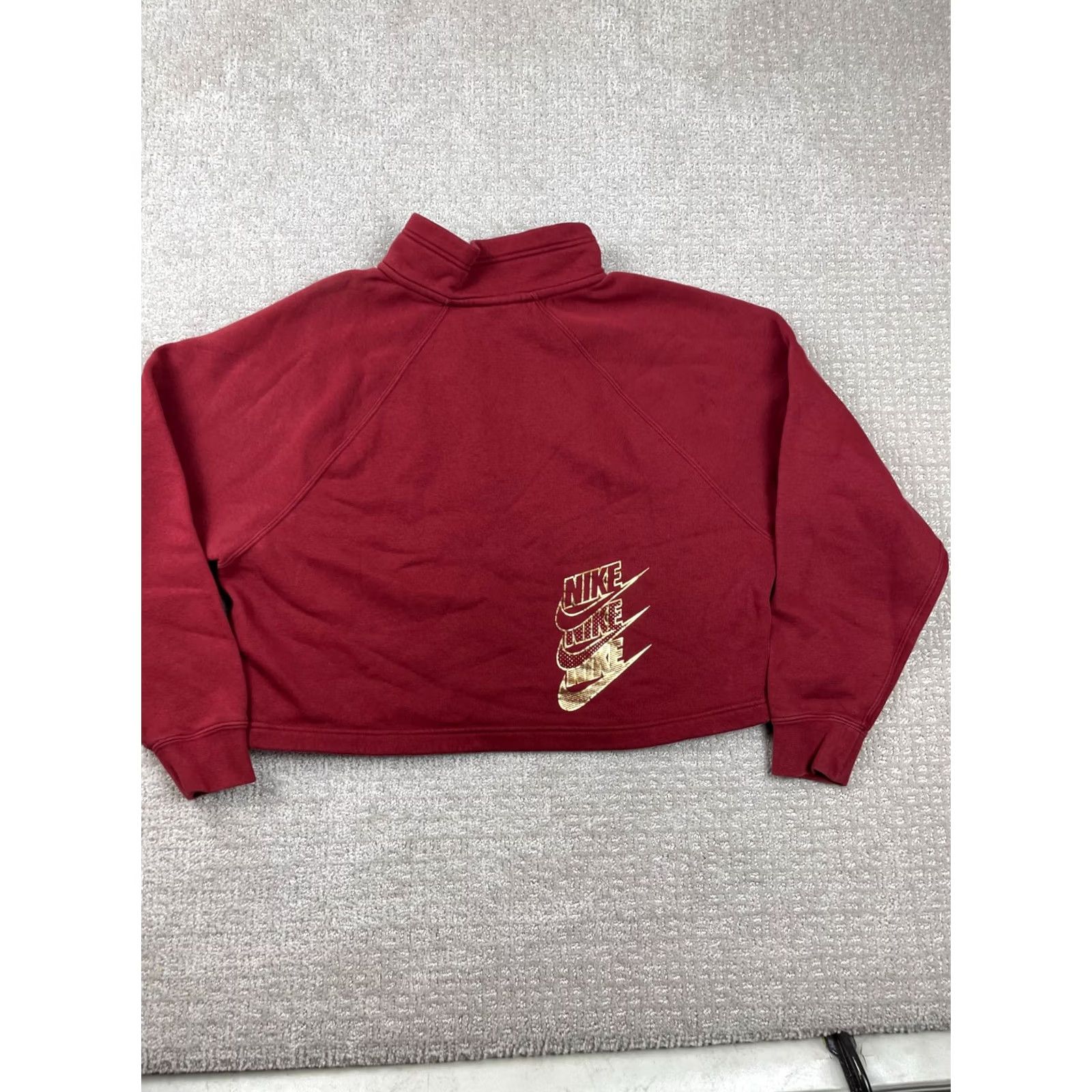 Nike Nike Sportswear Top Sweatshirt Womens Medium Shine Funnel Neck Half Zip Fleece BV4990-677 Red Long Sleeve Logo Pullover Size M / US 6-8 / IT 42-44 - 6 Thumbnail