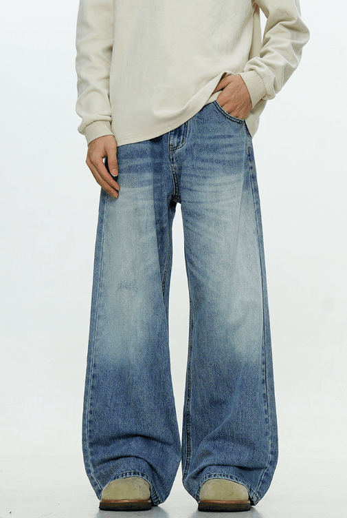 Japanese Brand × Vintage Washed blue simple men's loose straight high street jeans Size US 32 / EU 48 - 1 Thumbnail