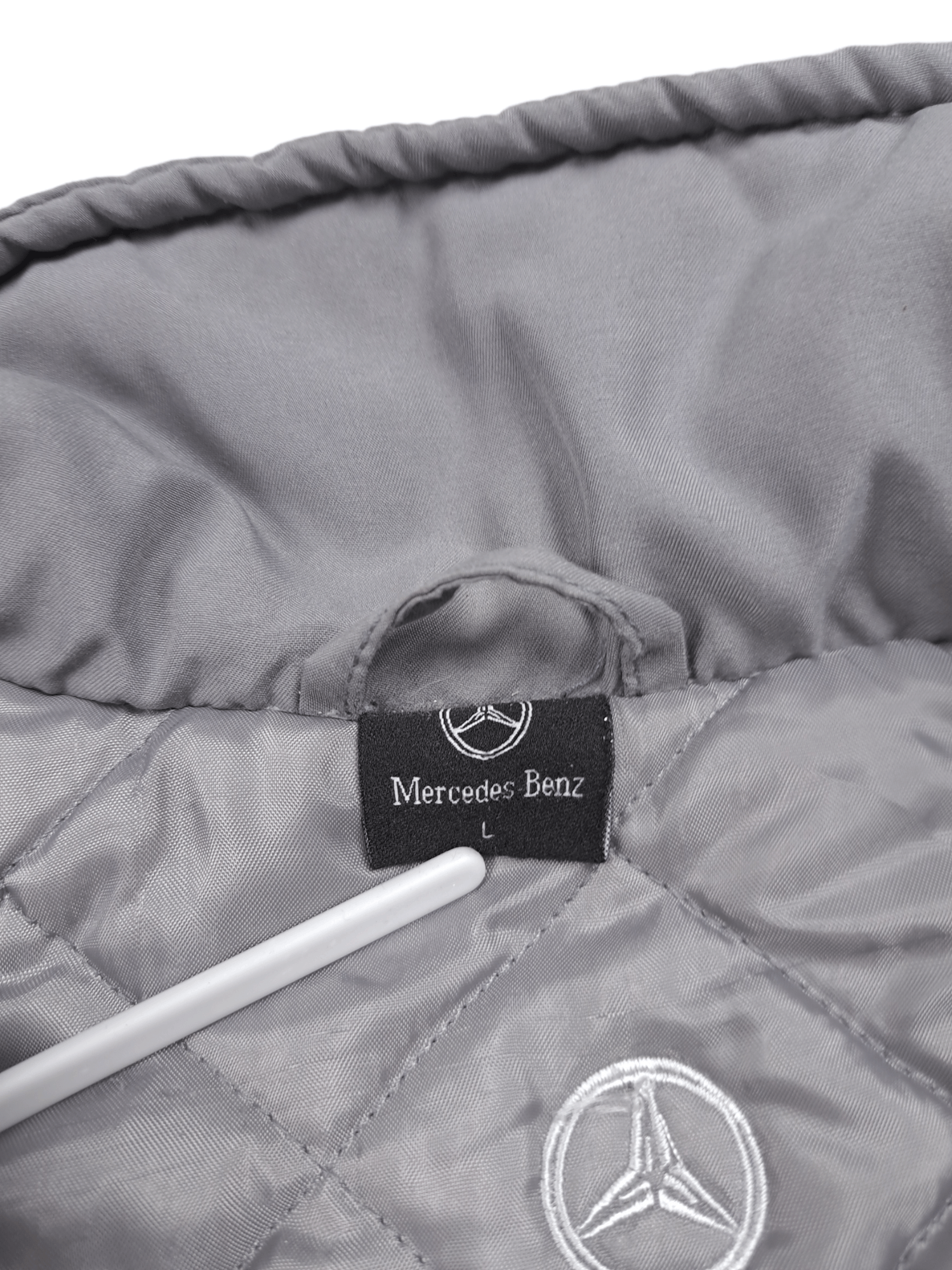 Mercedes-Benz 💎 Vintage Gray Quilted Bomber Jacket Racing Y2K 90s Size US L / EU 52-54 / 3 - 8 Thumbnail