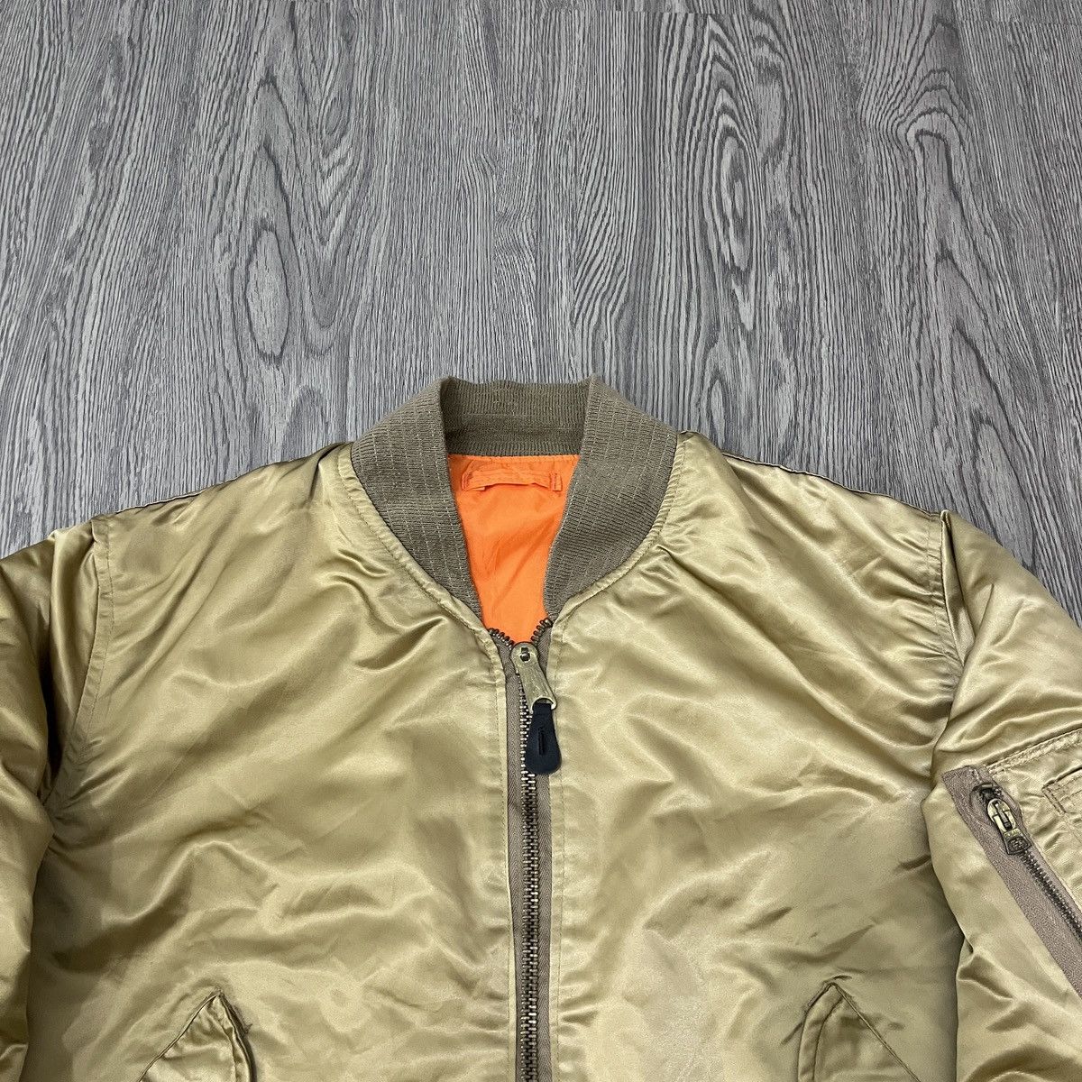 Alpha Industries Corinth Mfg.co - Vintage 80s Gold Ma-1 Fly Bomber Jacket Size US L / EU 52-54 / 3 - 3 Thumbnail