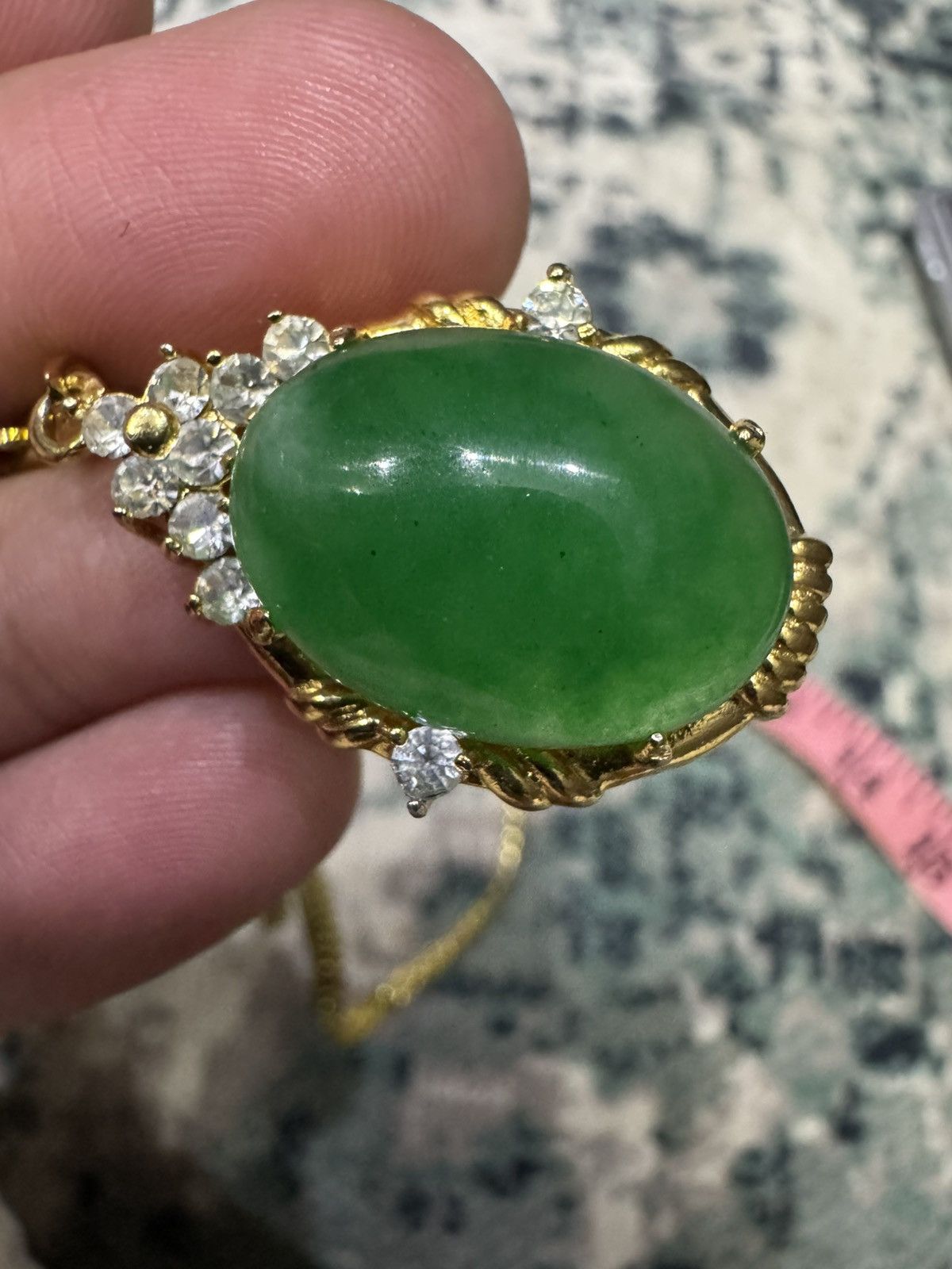 Jewelry JADE PENDANT 18K GOLD PLATED NECKLACE Size ONE SIZE - 4 Thumbnail