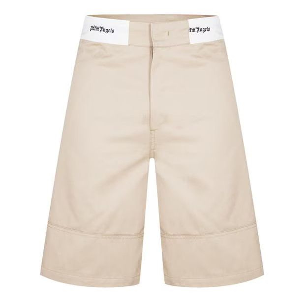image of Palm Angels O1G2R1Mq0524 Shorts In Beige & White in Beige/White, Men's (Size 32)