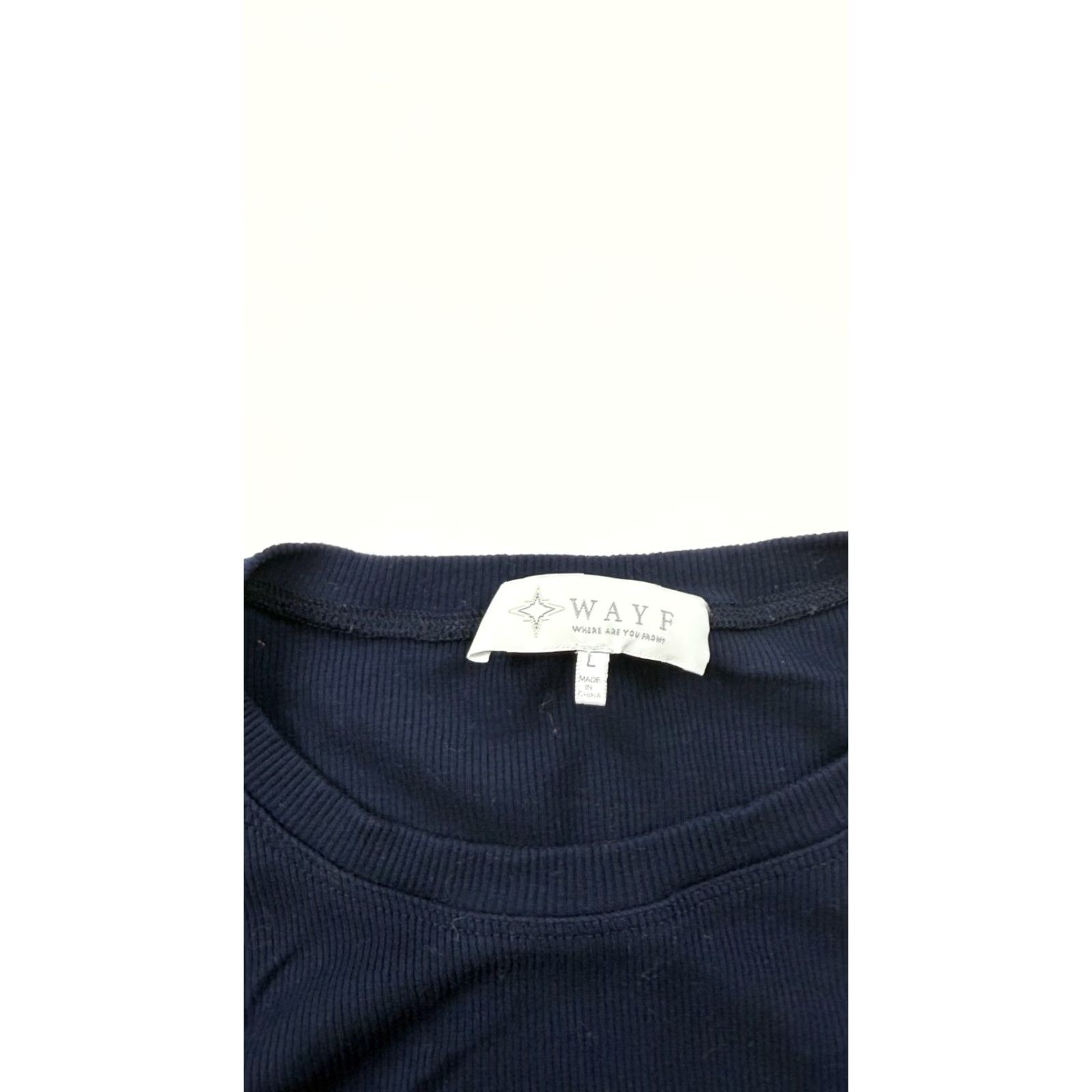 Vintage WAYF Shirt Womens Large Navy Blue Ruched Drawstring Side Ribbed Stretch Tee Top Size L / US 10 / IT 46 - 4 Thumbnail
