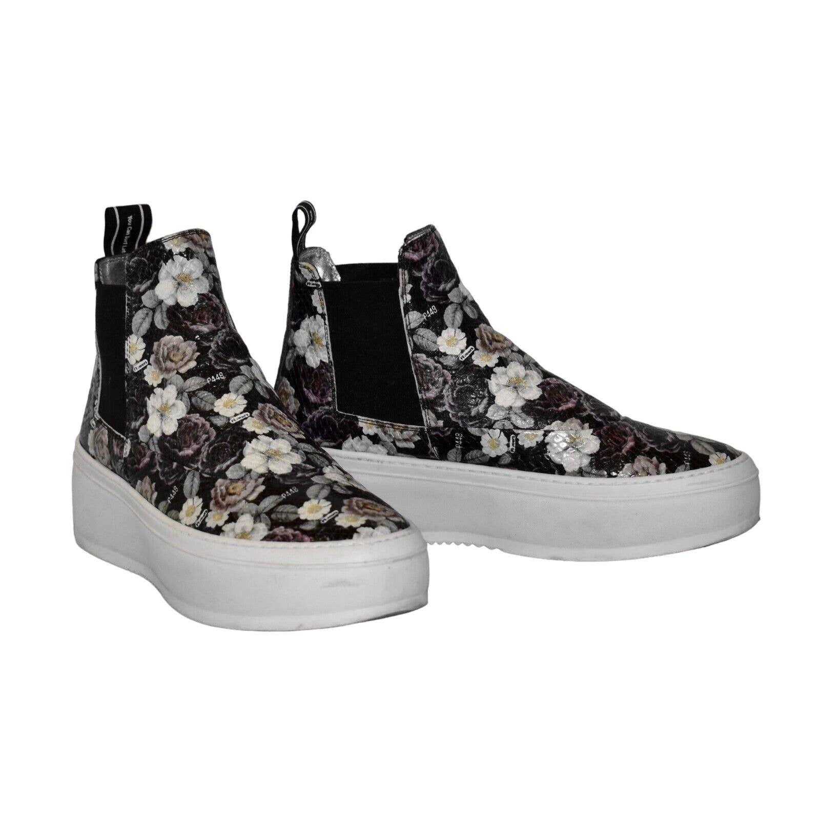 B2 P448 Floral Embossed Leather Platform Sneakers Sz 39 $398