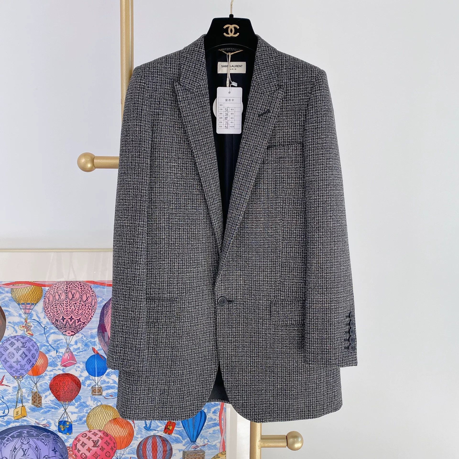 Saint Laurent Paris Saint Laurent Houndstooth Mid-Length Blazer Size XS / US 0-2 / IT 36-38 - 1 Thumbnail
