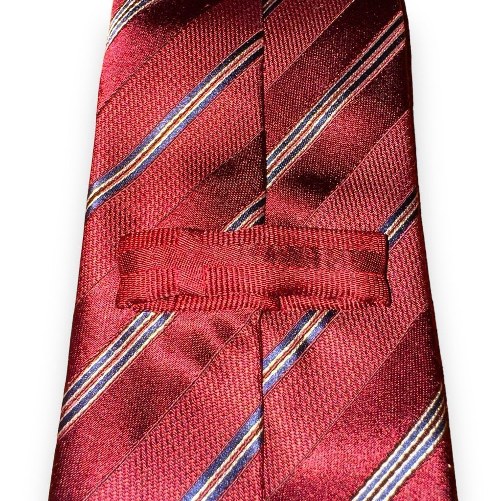 Eton Eton Red & White Stripe Handmade Italian Silk Tie Size ONE SIZE - 5 Thumbnail