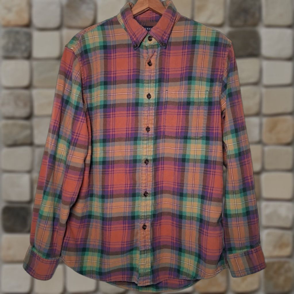 Lands' End Lands' End Flannel Shirt Men M Button-Down Regular Long Sleeve MultiColor Plaid Workwear Outdoor Outdoorsy Pockets Size US M / EU 48-50 / 2 - 1 Thumbnail