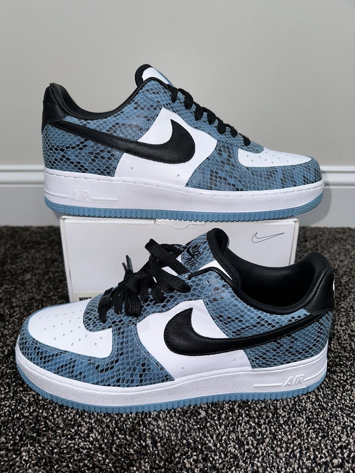 Nike Nike By You Air Force 1 Low Blue Snakeskin Sneakers Size US 10 / EU 43 - 7 Thumbnail