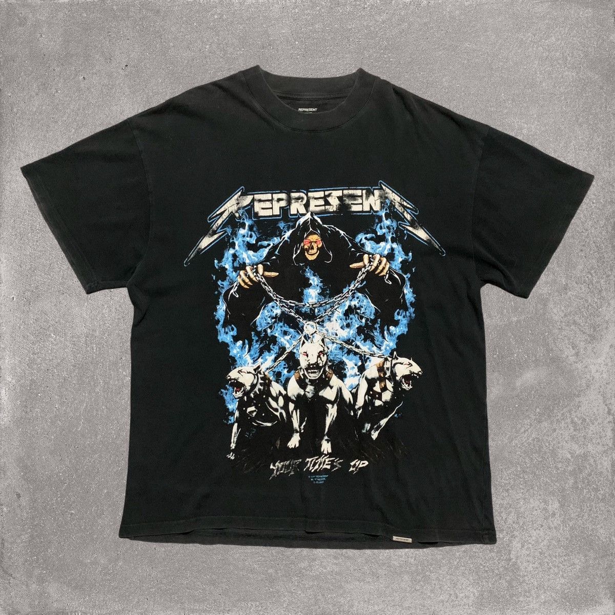 image of Represent Clo Represent Small Your Times Up Vintage Black Tee, Men's