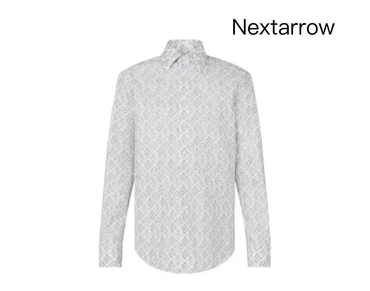 Louis Vuitton Grey and white embroidered shirt logo shirt
