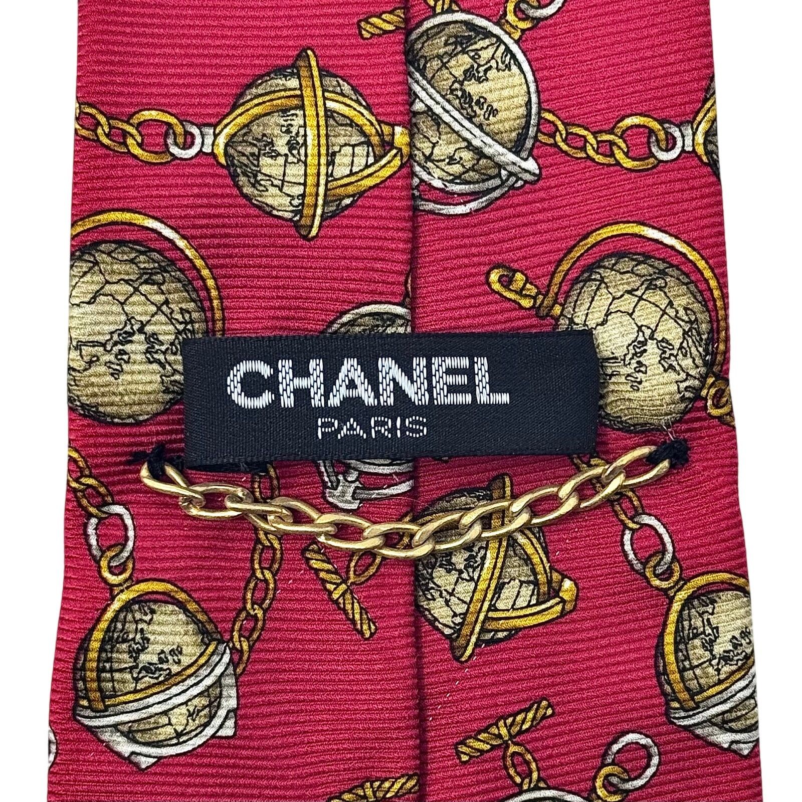 Chanel Chanel Globe Pattern Tie Size ONE SIZE - 2 Thumbnail