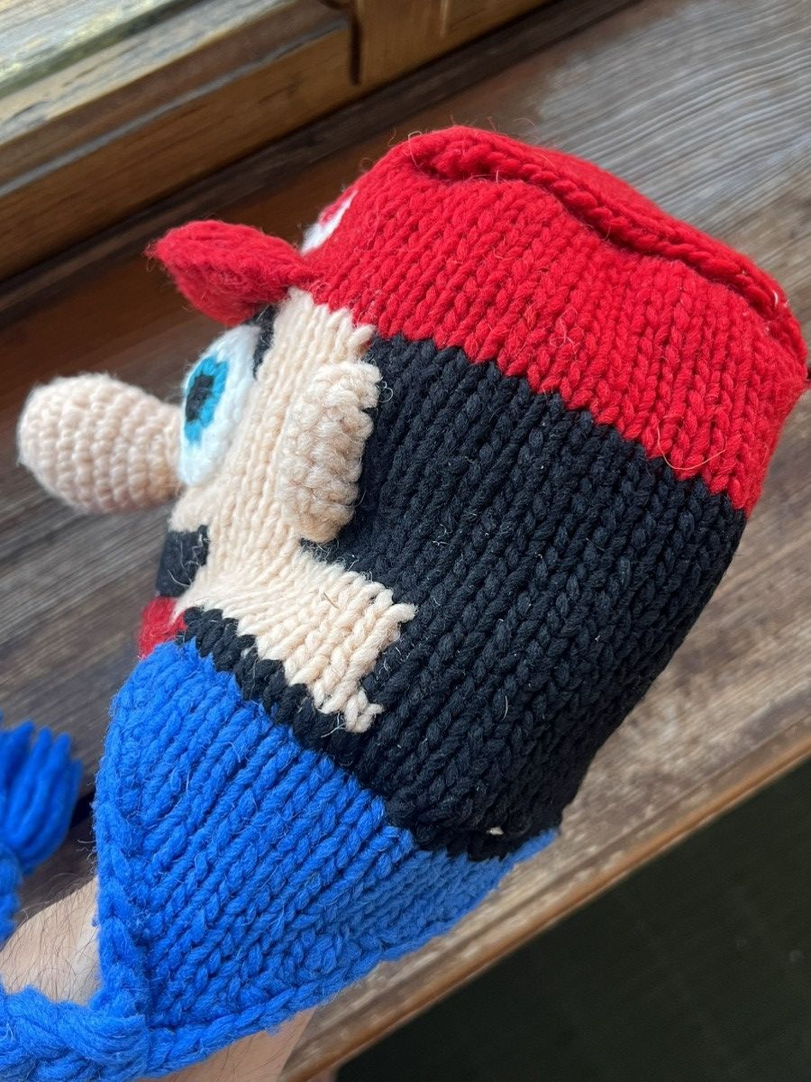 Hat Club Vintage Y2K Super Mario 90s handmade Knit Beanie Hat Cosplay Size ONE SIZE - 13 Thumbnail