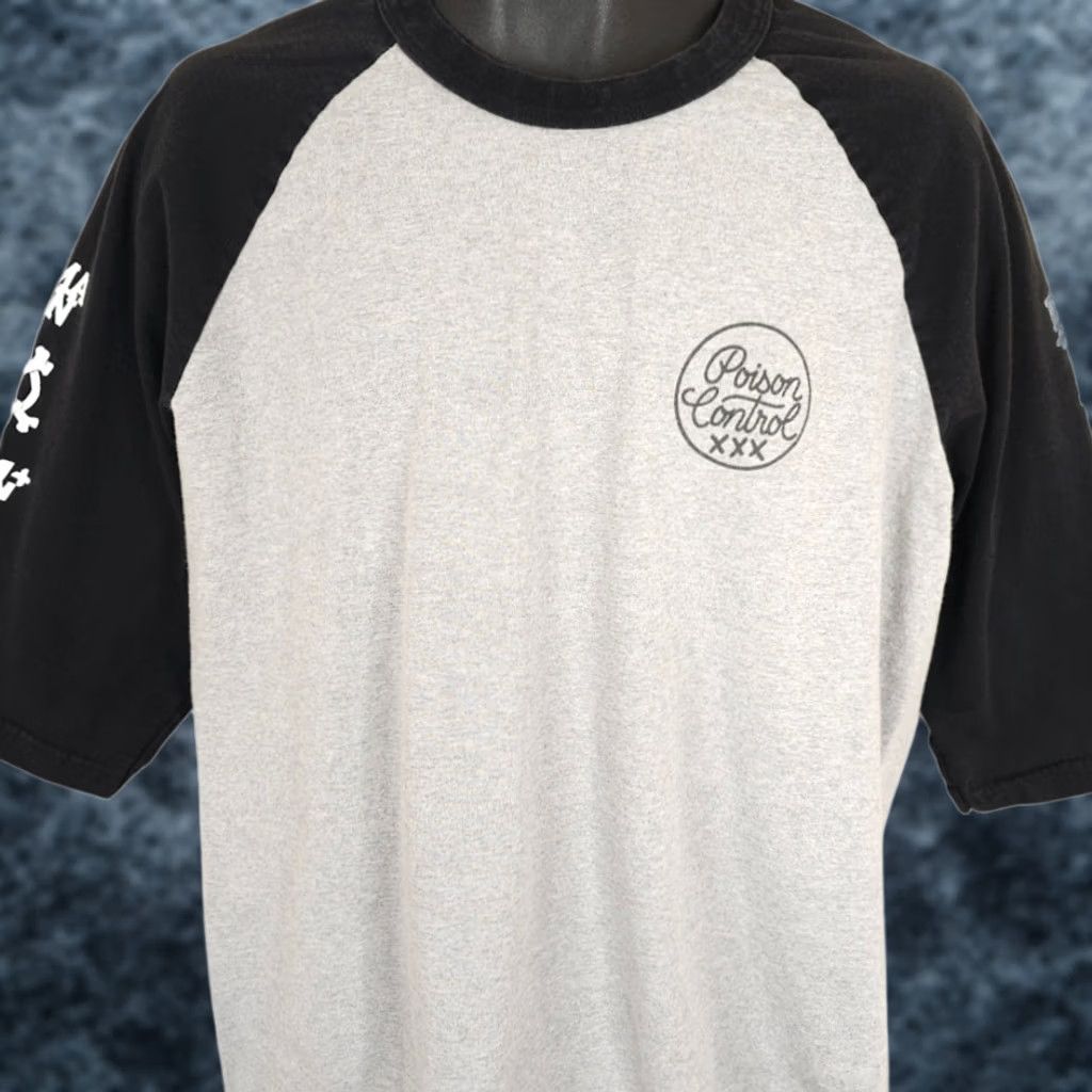 Vintage In4mation T Shirt Mens XL Gray Black Poison Control Knock Back Raglan Tee Size US XL / EU 56 / 4 - 1 Thumbnail